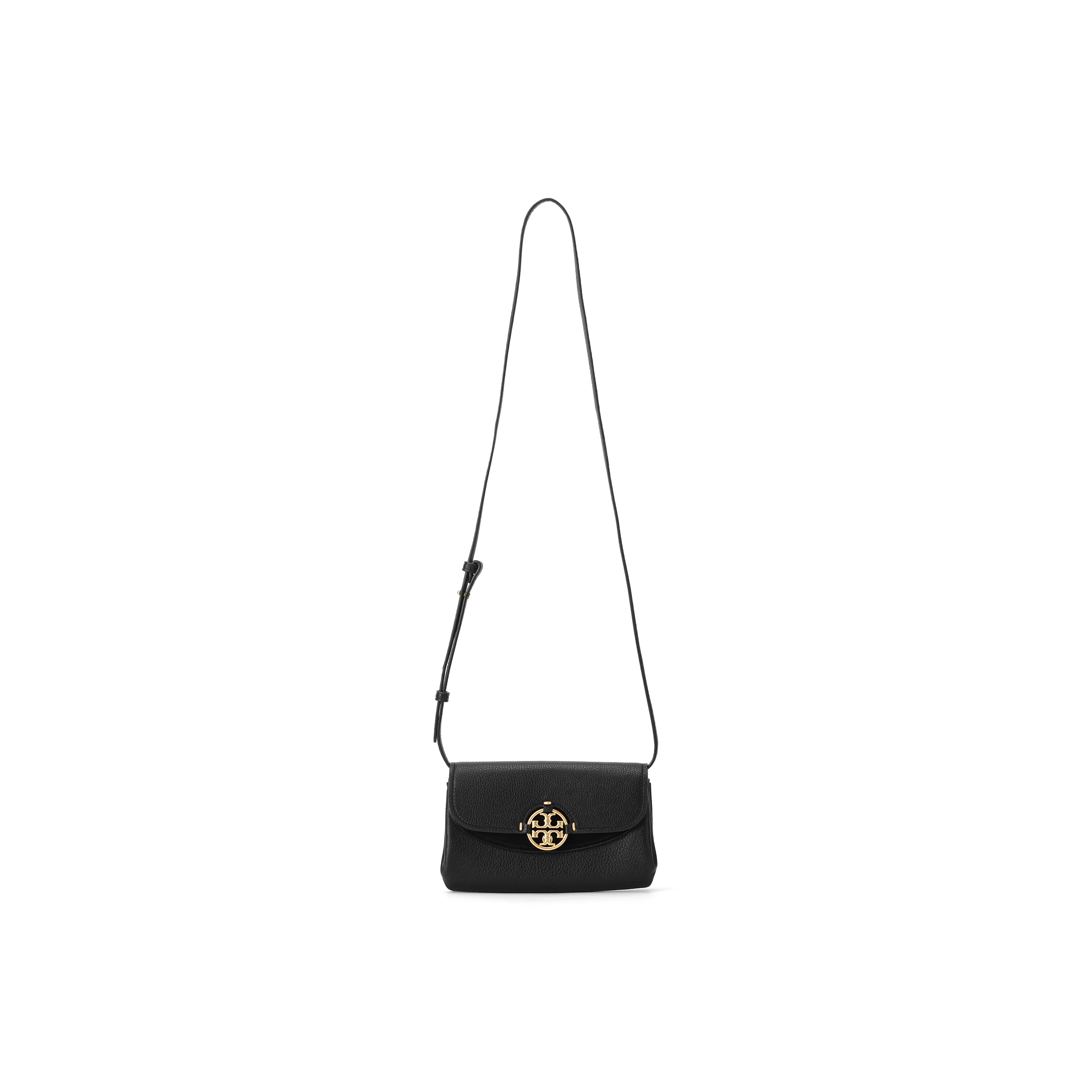 TORY BURCH Miller Leather Crossbody Bag, Clutch, Wallet, Shoulder Bag Regular Women's Black & Black Gold