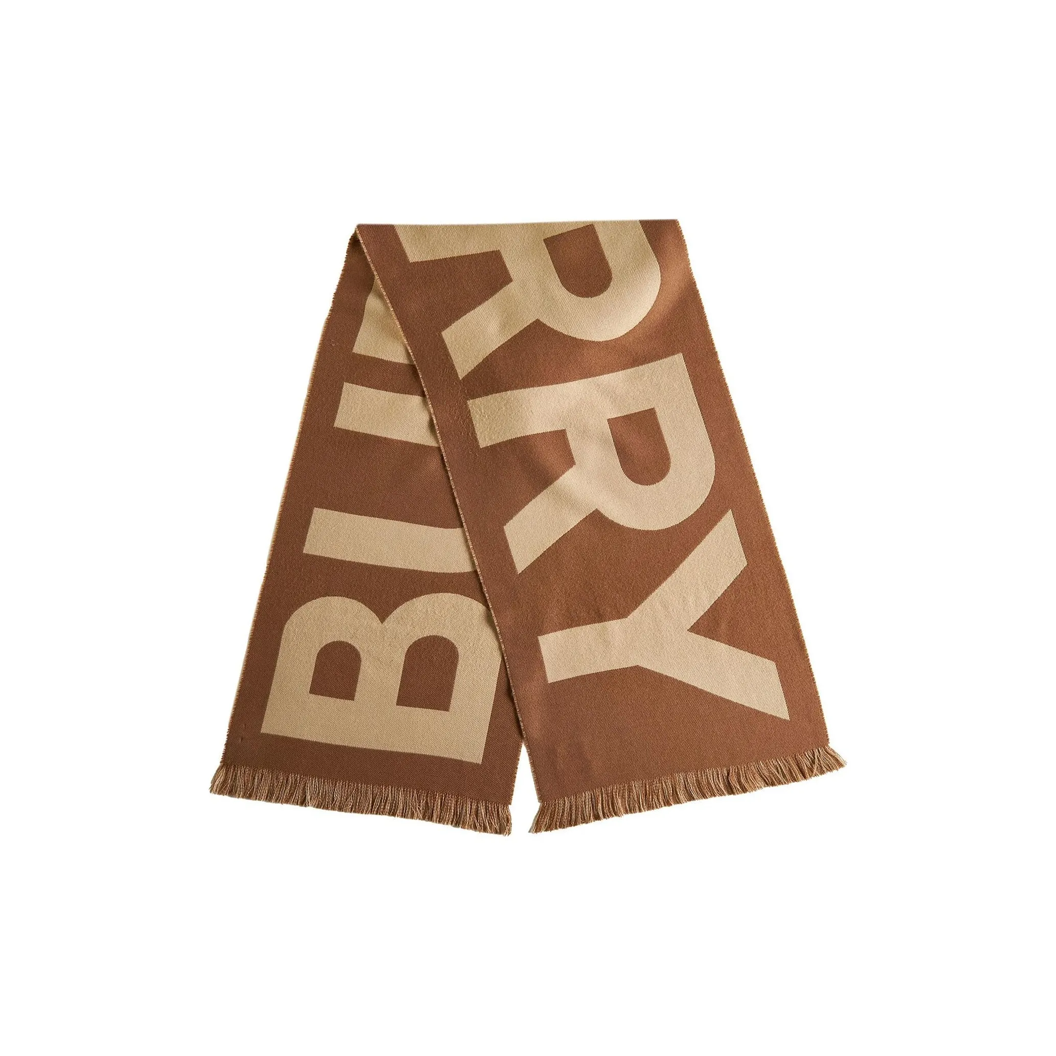 Burberry Logo Detailed Frayed Edge Scarf