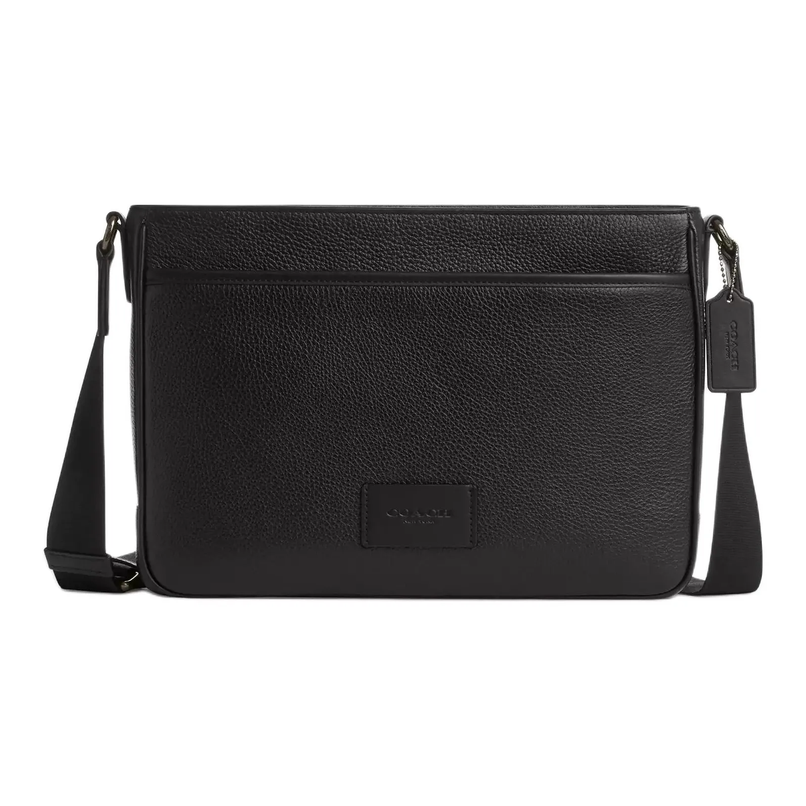 COACH Refined Pebble Pattern Leather Shoulder Bag, Crossbody Bag Tubas Men's Black