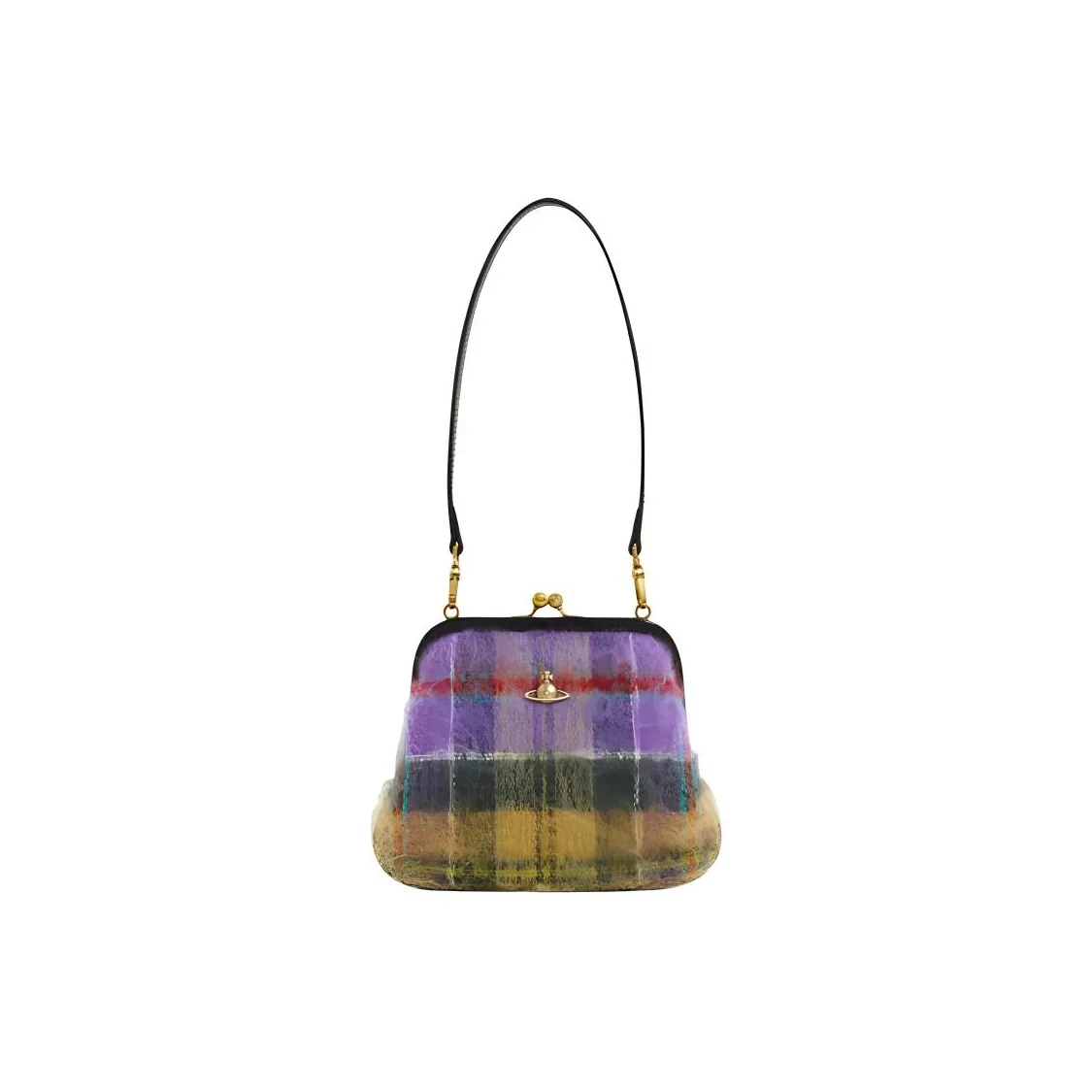 Vivienne Westwood Wool Handbag Shoulder Bag Women's Purple/Yellow