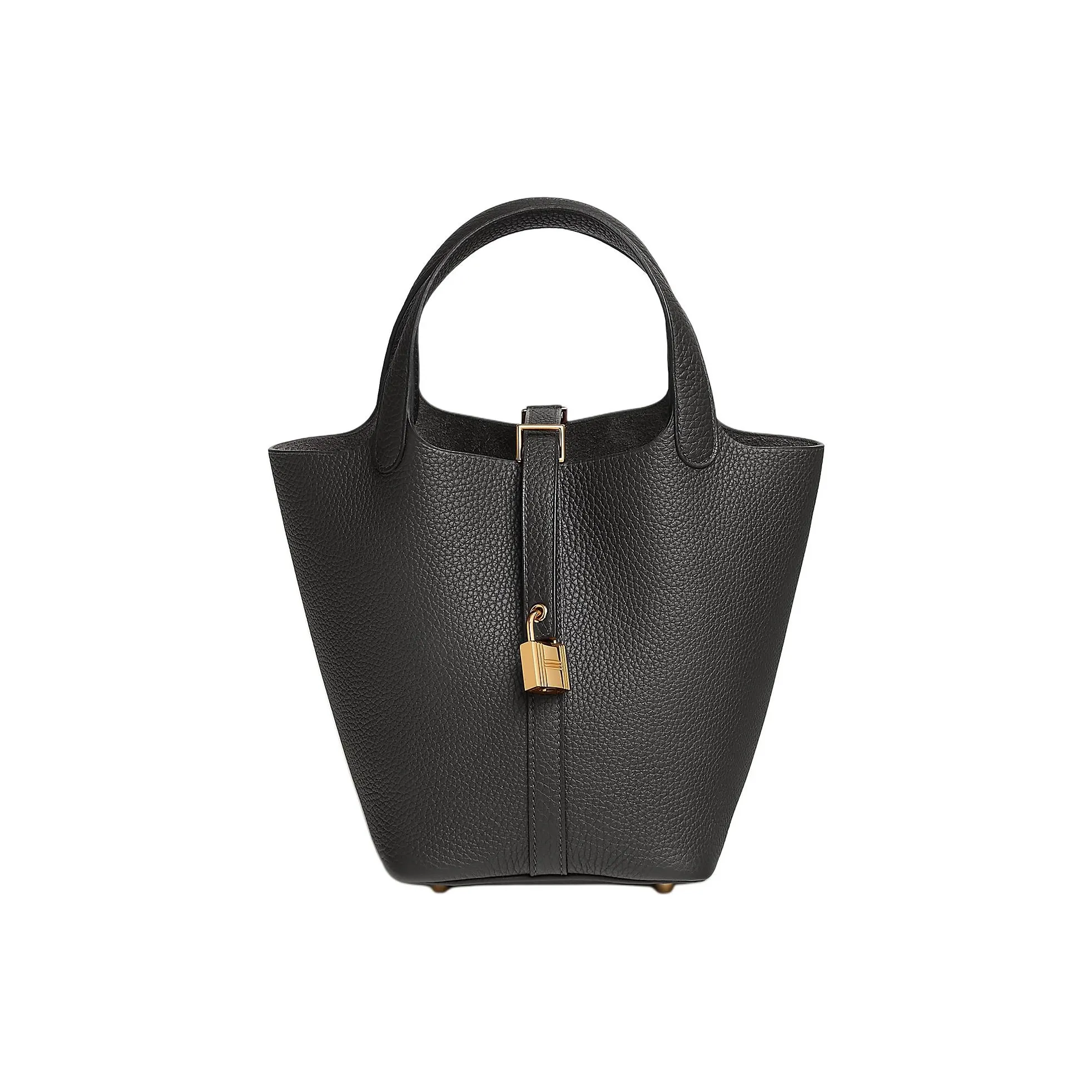 HERMES Picotin Lock Clemence Bullock Leather Basket Bag, Bucket Bag, Handbag Women's O0 Dark Bronze Black Copper