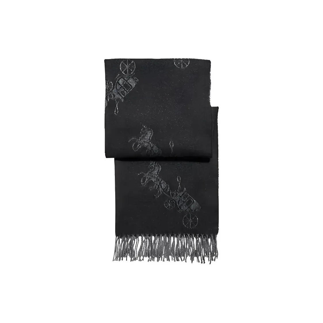 COACH Wool Cashmere Knit Scarves Unisex Black