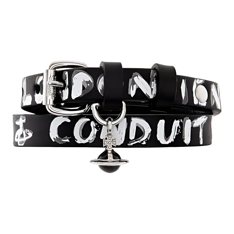 Vivienne Westwood Brass Leather Necklace Chain Unisex Black Вивьен Вествуд Латунь Кожа Ожерелье-чокер Унисекс Черный