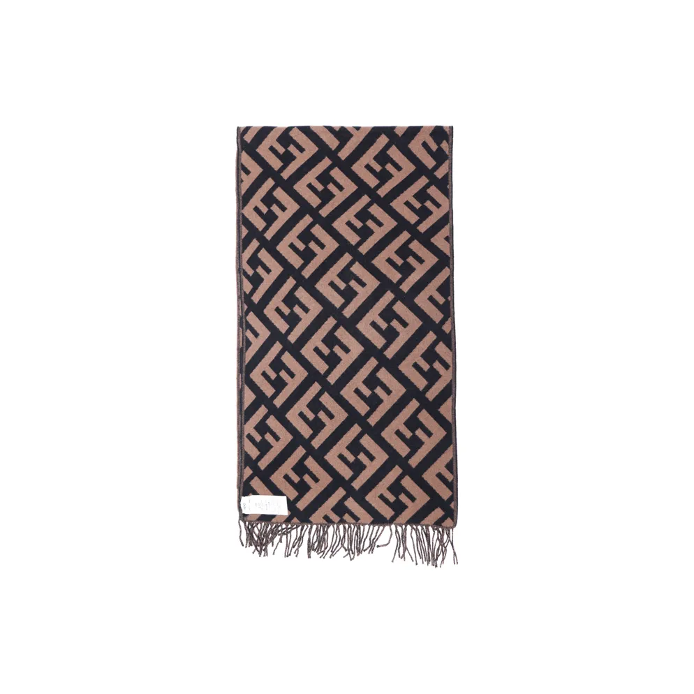 FENDI Jacquard Knit Ff Logo Scarf
