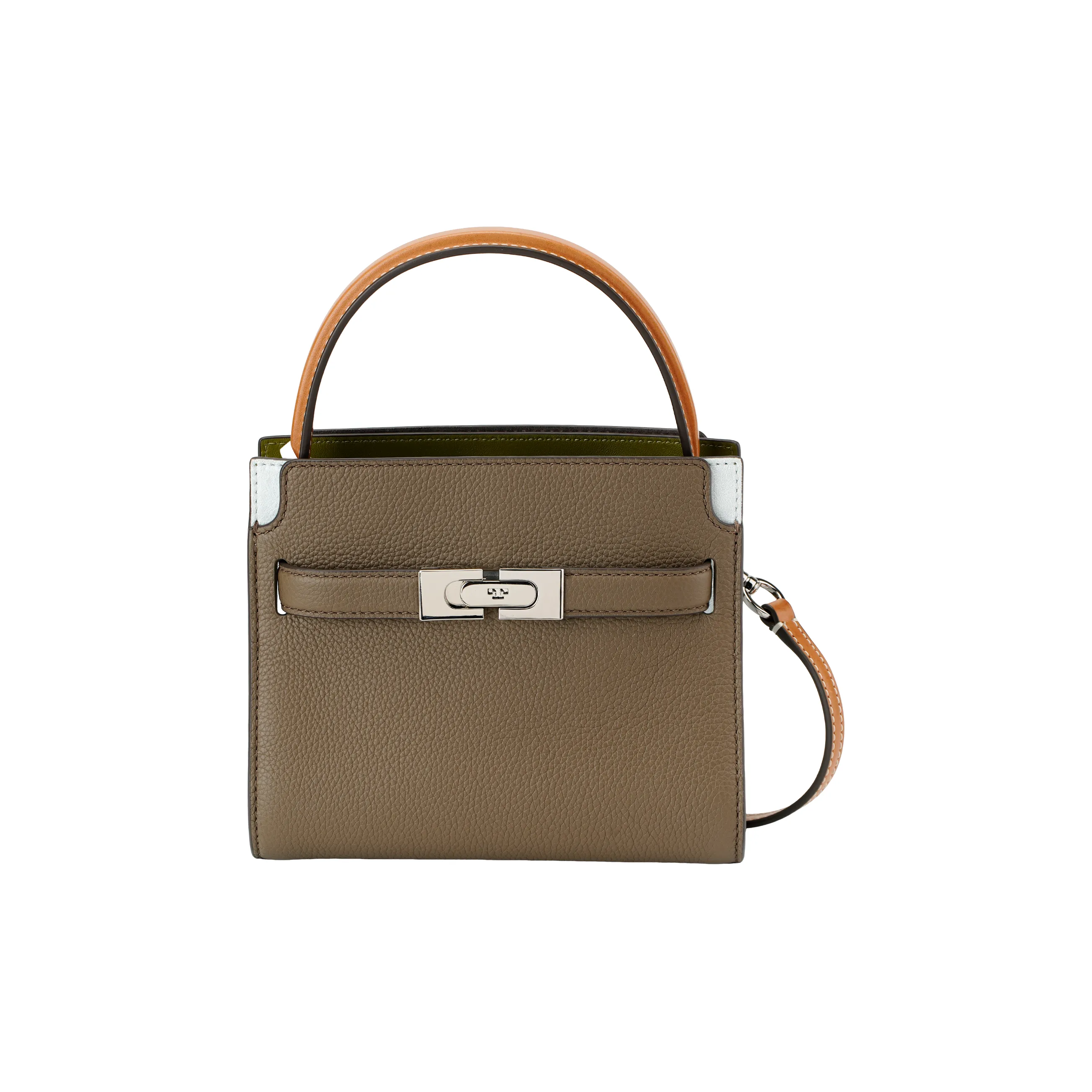 TORY BURCH Lee Radziwill Litchi Grain Leather Crossbody One Shoulder Handbag Mini Women's Mushroom Gray