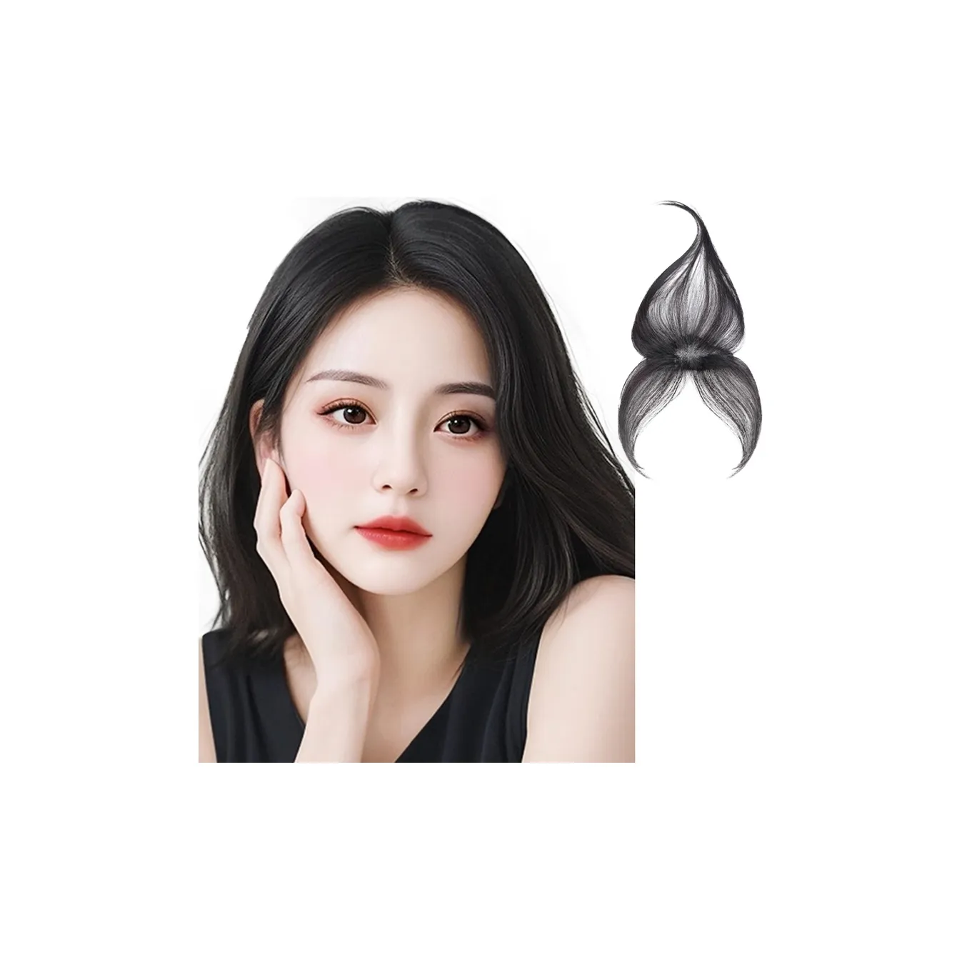 MUYAN Atmospheric Fetal Волосы Bangs Перука PIECES Женские Натуральный Мокко Короткий Прямые волосы