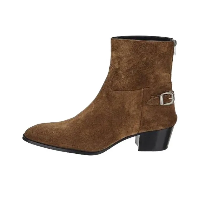 CELINE Drugstore Back Buckle Zipped Boot Taupe