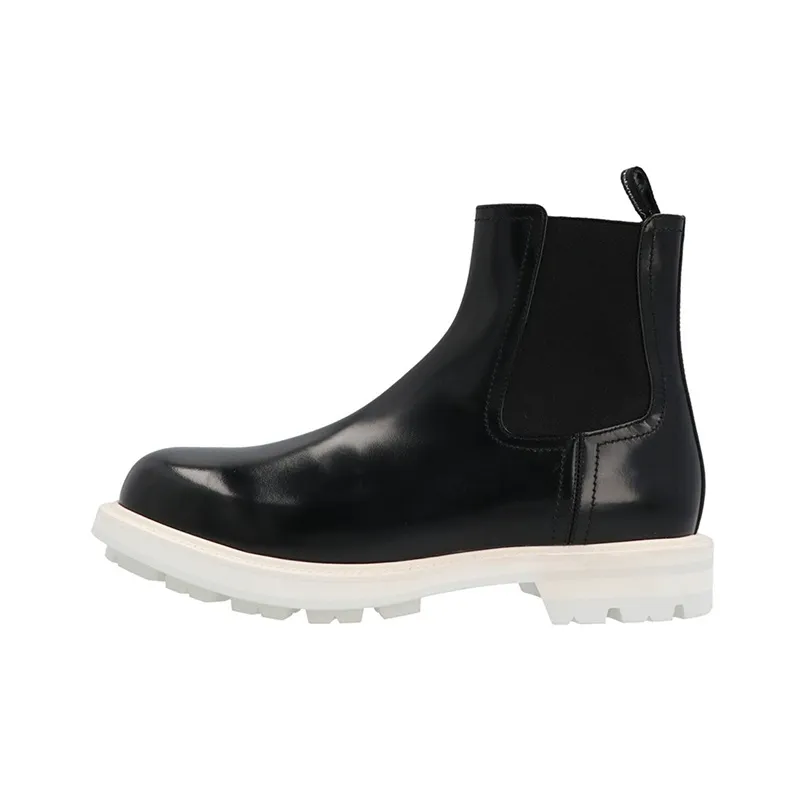 Alexander McQueen Leather Chelsea Boots Black White