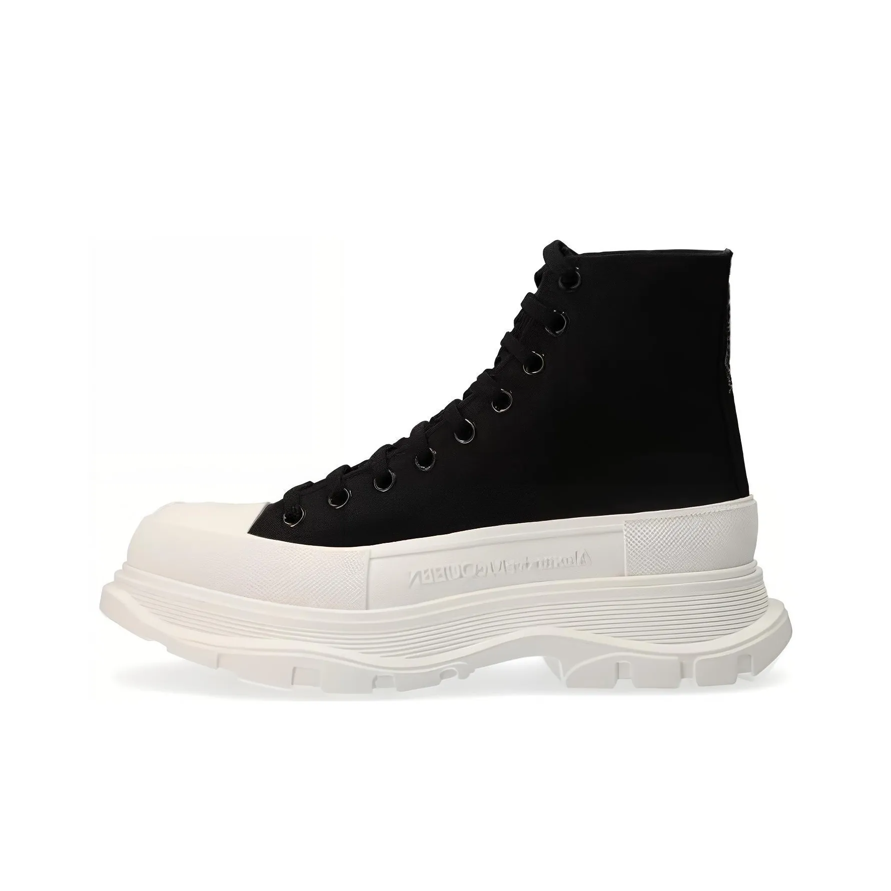 Alexander McQueen Tread Slick Lace Up Boot Black White