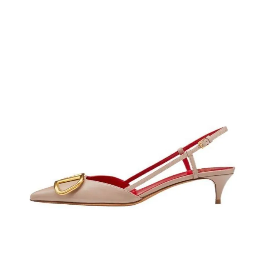 Valentino Vlogo Slim Heel High Heels 4cm Women's Nude Pink