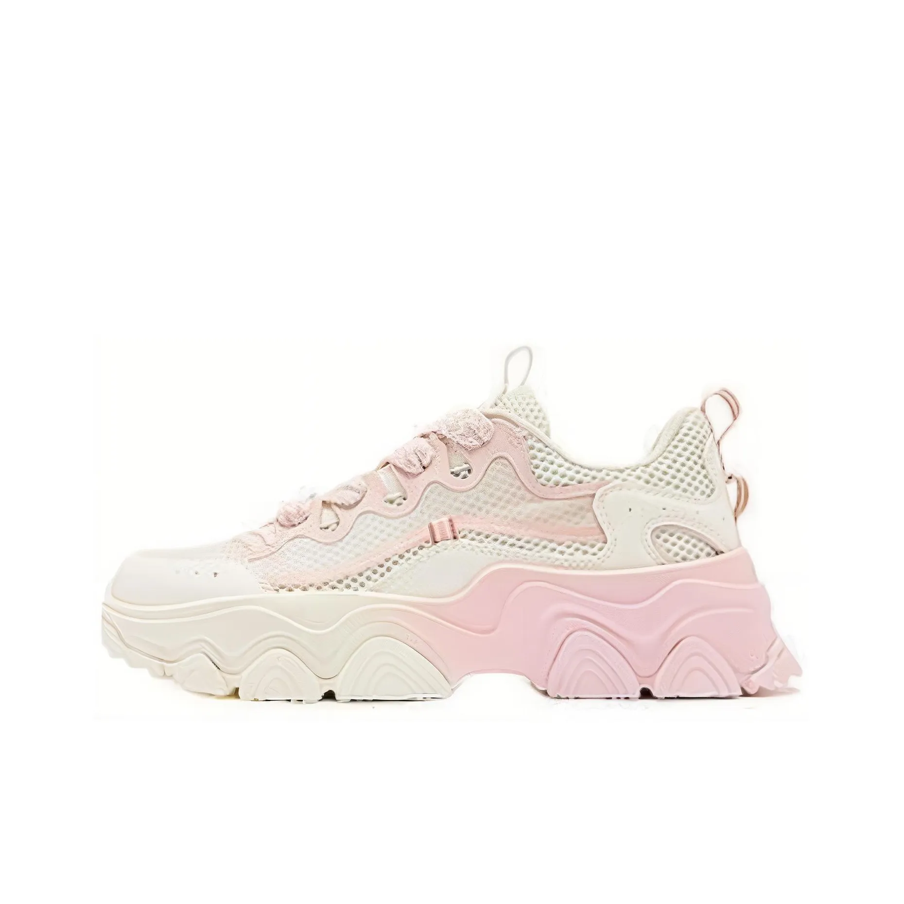 QIAODAN Elephant Anti Slip And Wear Resistant Lightweight Height Increasing Low Top Casual Shoes Women's White Pink