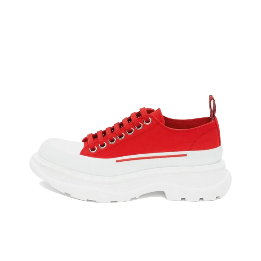 Alexander McQueen Tread Slick Low Lace Up White Red