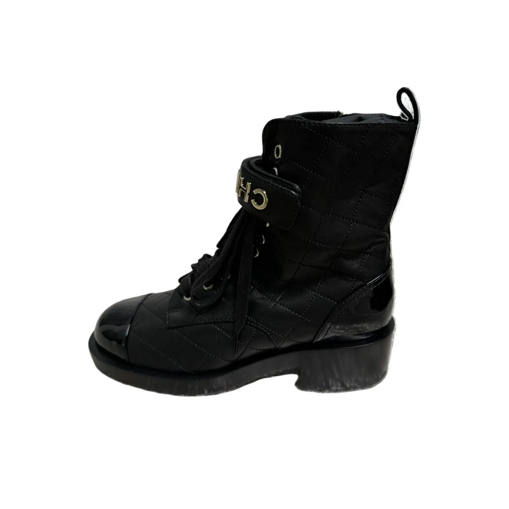 CHANEL Short Martin Boot Women's Black