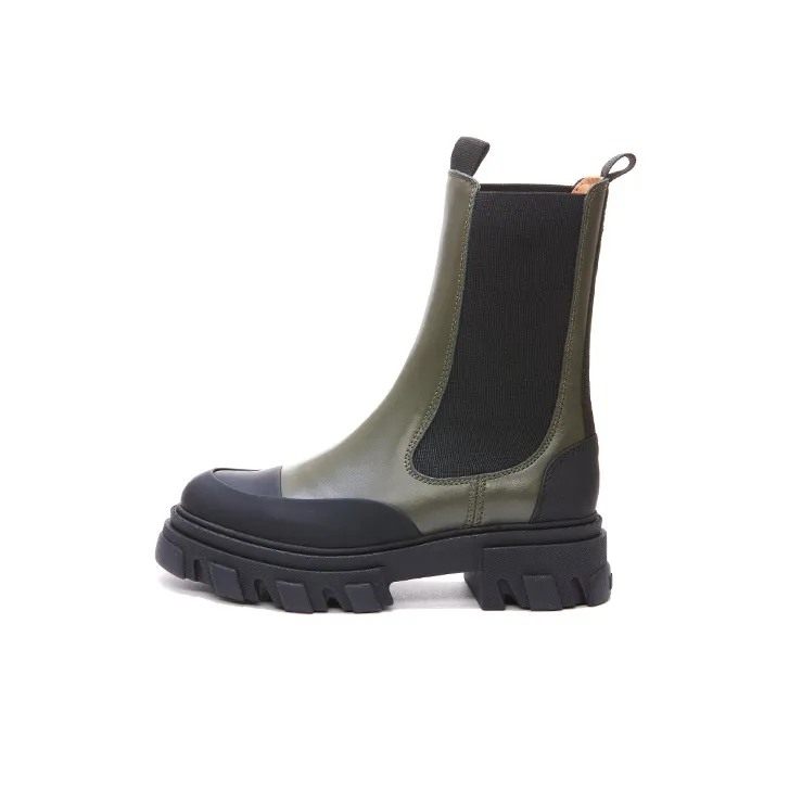 GANNI Polished-finish Ridged-sole Boots