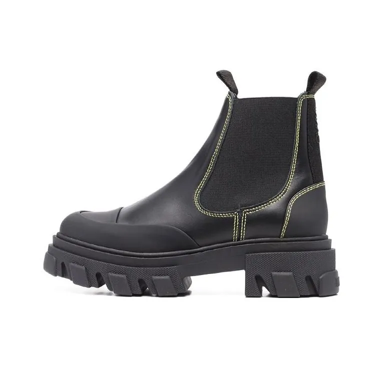 GANNI Leather Chelsea Ankle Boots