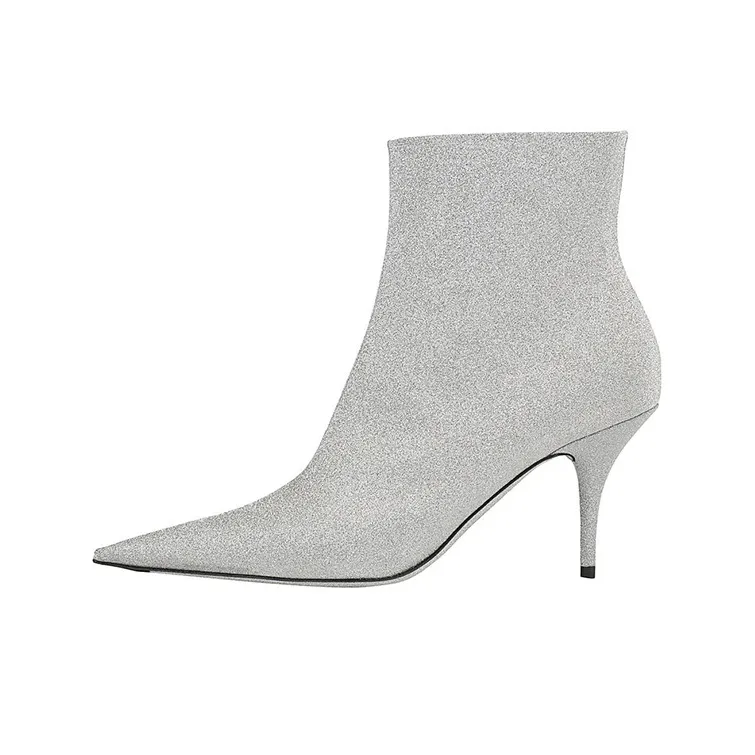 Balenciaga 85mm Knife Glitter Boots 'Silver' Women's