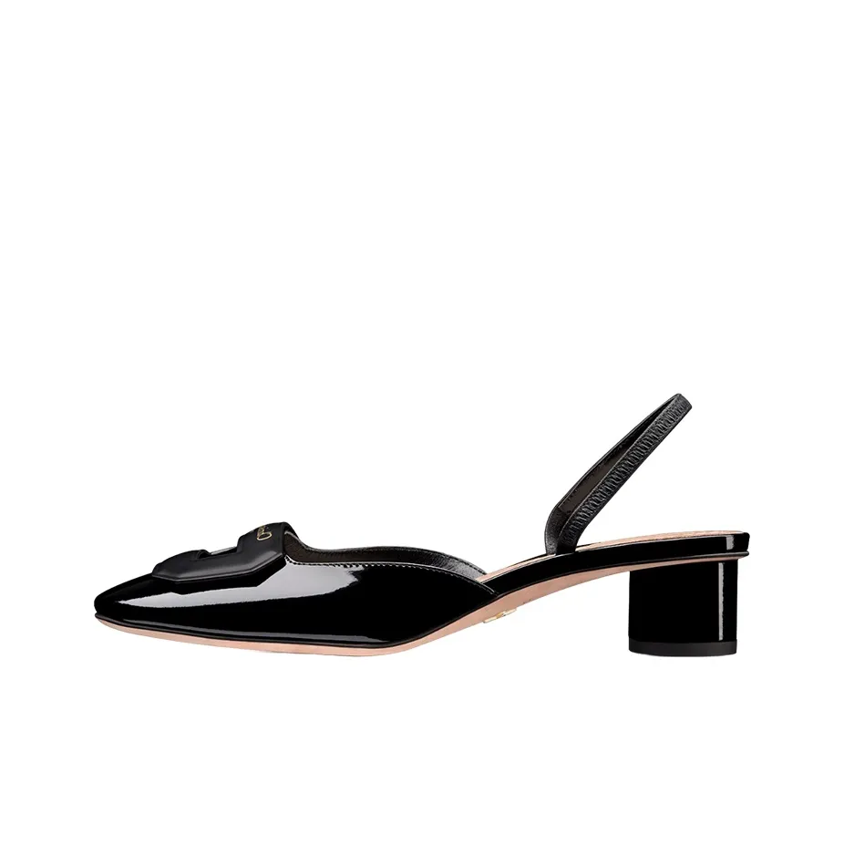 DIOR Block Heel High Heels 3.5cm Women's Black