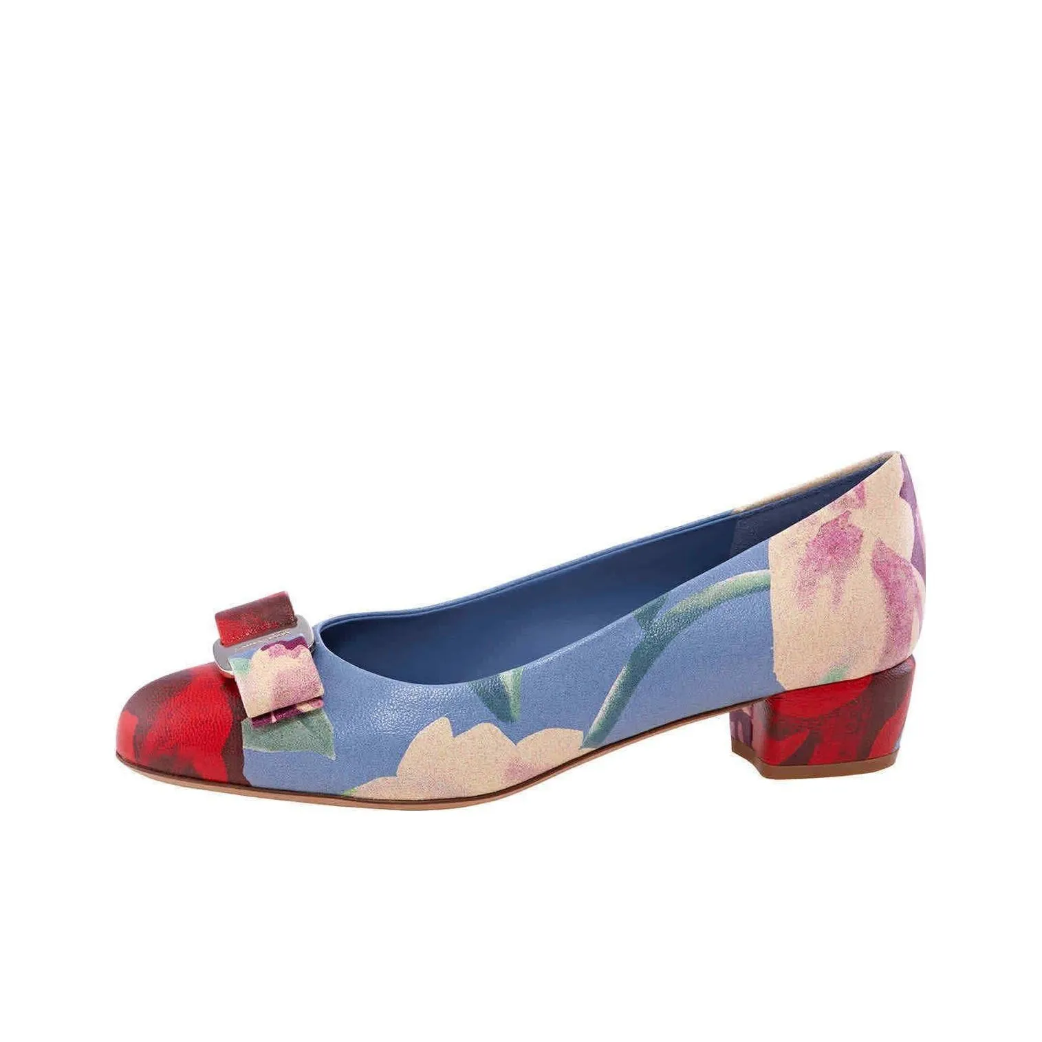 FERRAGAMO Vara Грубый каблук Высокие каблуки 3 см Женские Красный синий