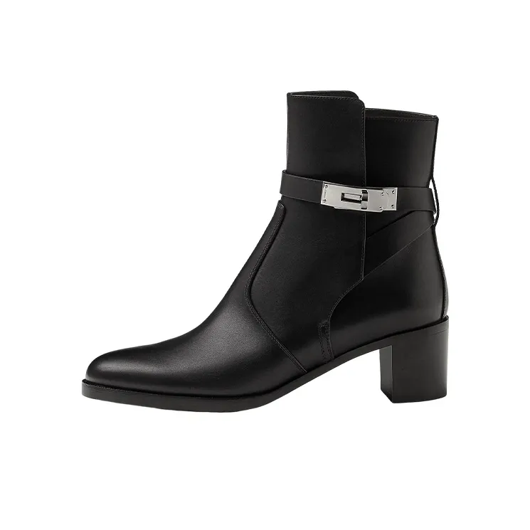 HERMES Frenchie Fashion Ankle Boots 5cm Women's Black
