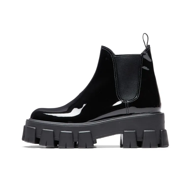 PRADA Monolith Ankle Length Chelsea Boots Women's Black