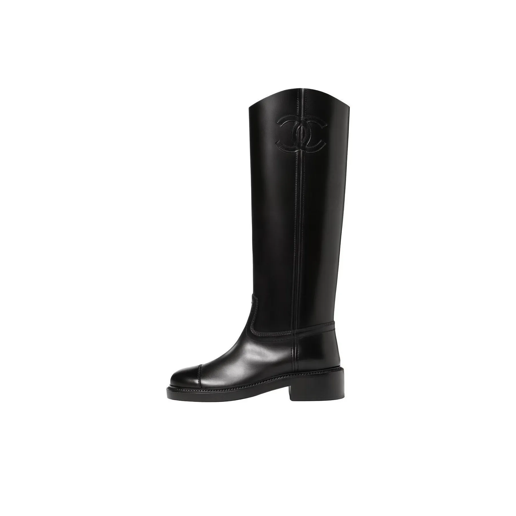 CHANEL 24C Knee high Boots Women's Black