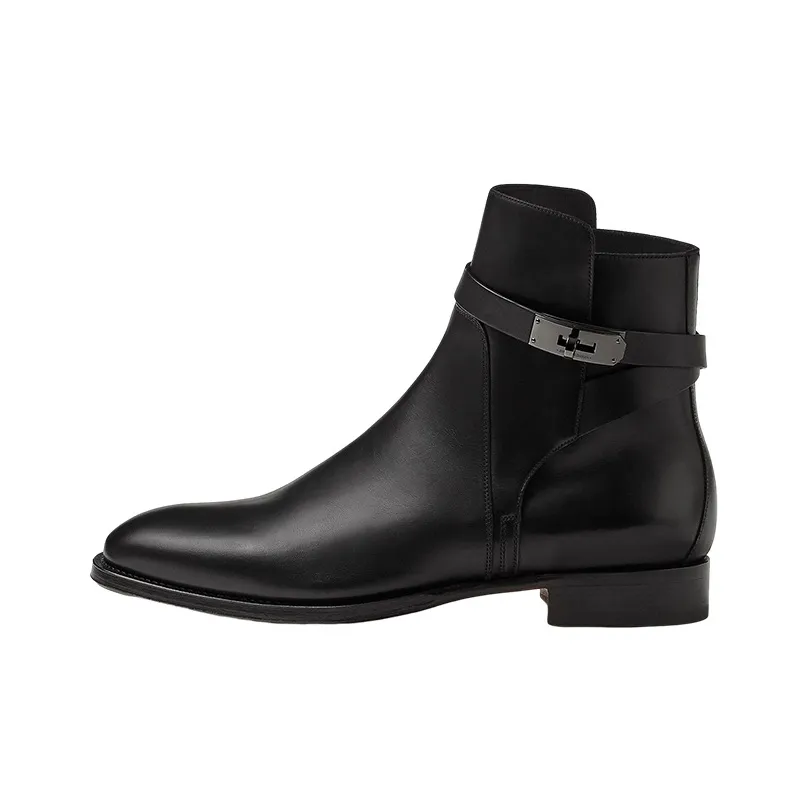 HERMES Ankle Boots 2.8cm Men's Black