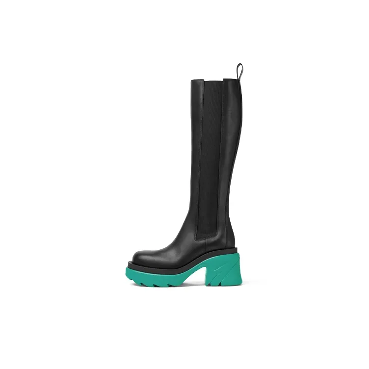 Bottega Veneta Leather Heel Boot Black Water Women's