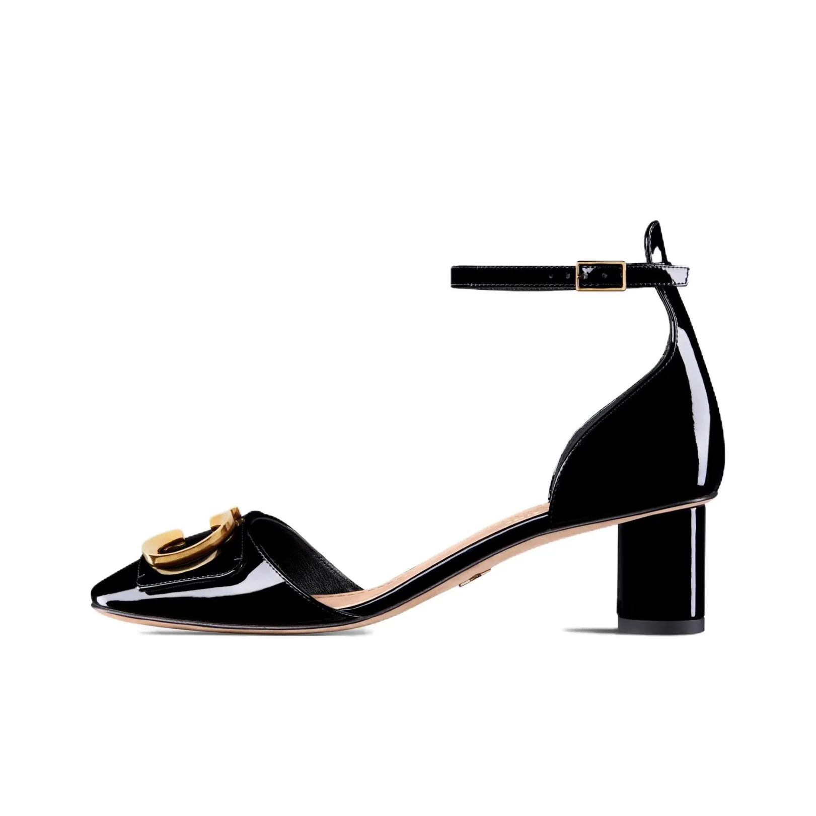 DIOR C'est Dior Chunky Heel High Heels 5cm Women's Black Gold
