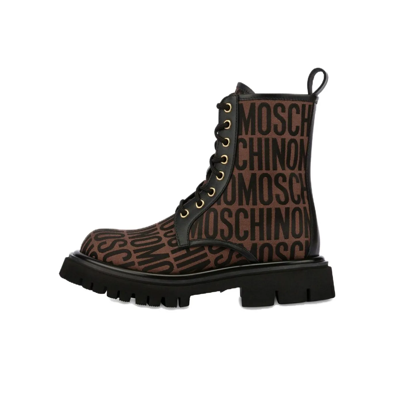 MOSCHINO Allover Logo Ankle Boots Men's Dark Brown