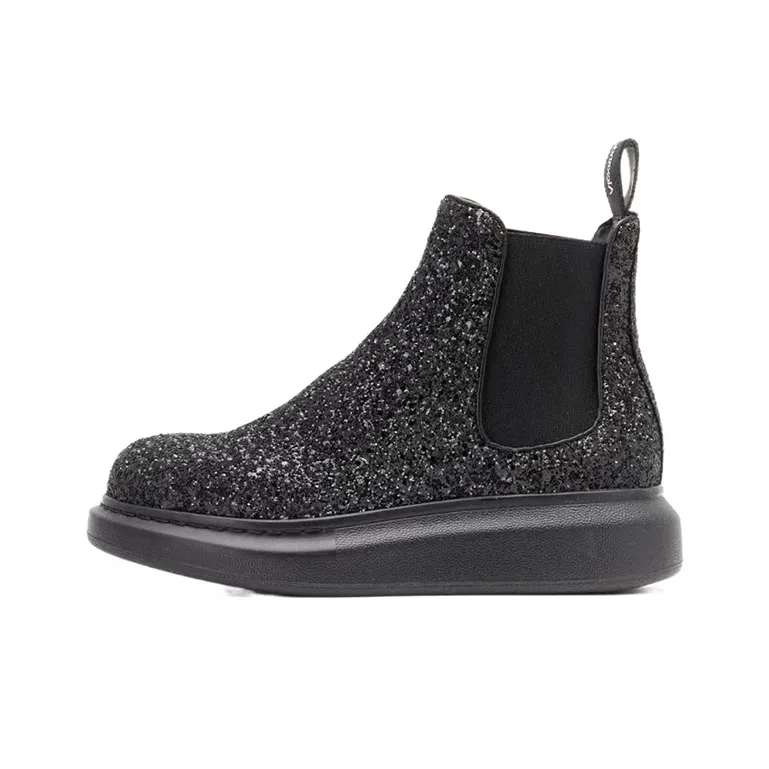 Alexander McQueen Glitter Detail Ankle Boots 'Black' Women's