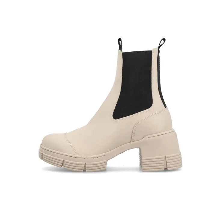 GANNI Короткий Челси Женские Бежевый Черный