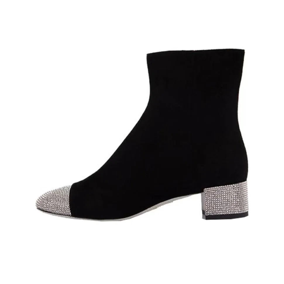 René Caovilla 45mm Rhinestone Suede Boots
