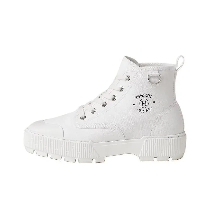 HERMES Itineraire Ankle Boots 3.7cm Women's White