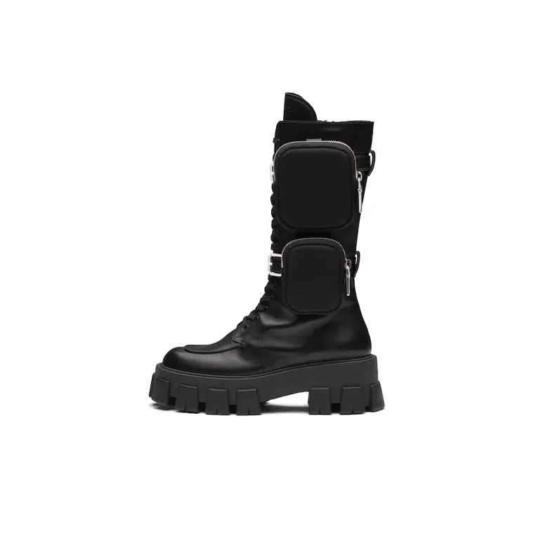PRADA Monolith Martin Boots Women's High Top Black