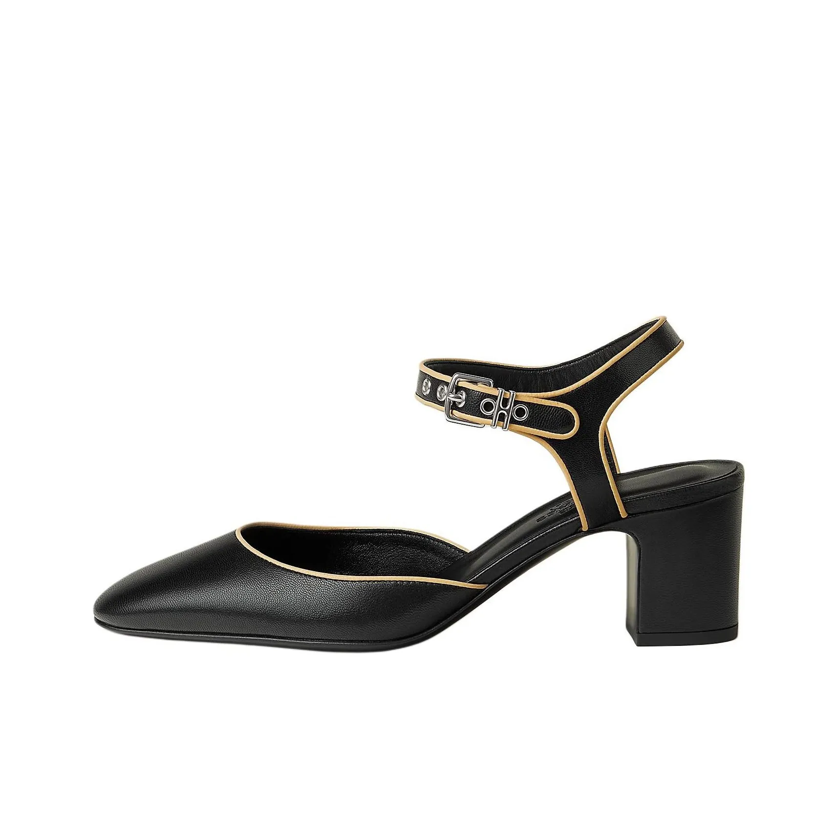 HERMES Kamilla Chunky Heel High Heels 6cm Women's Black