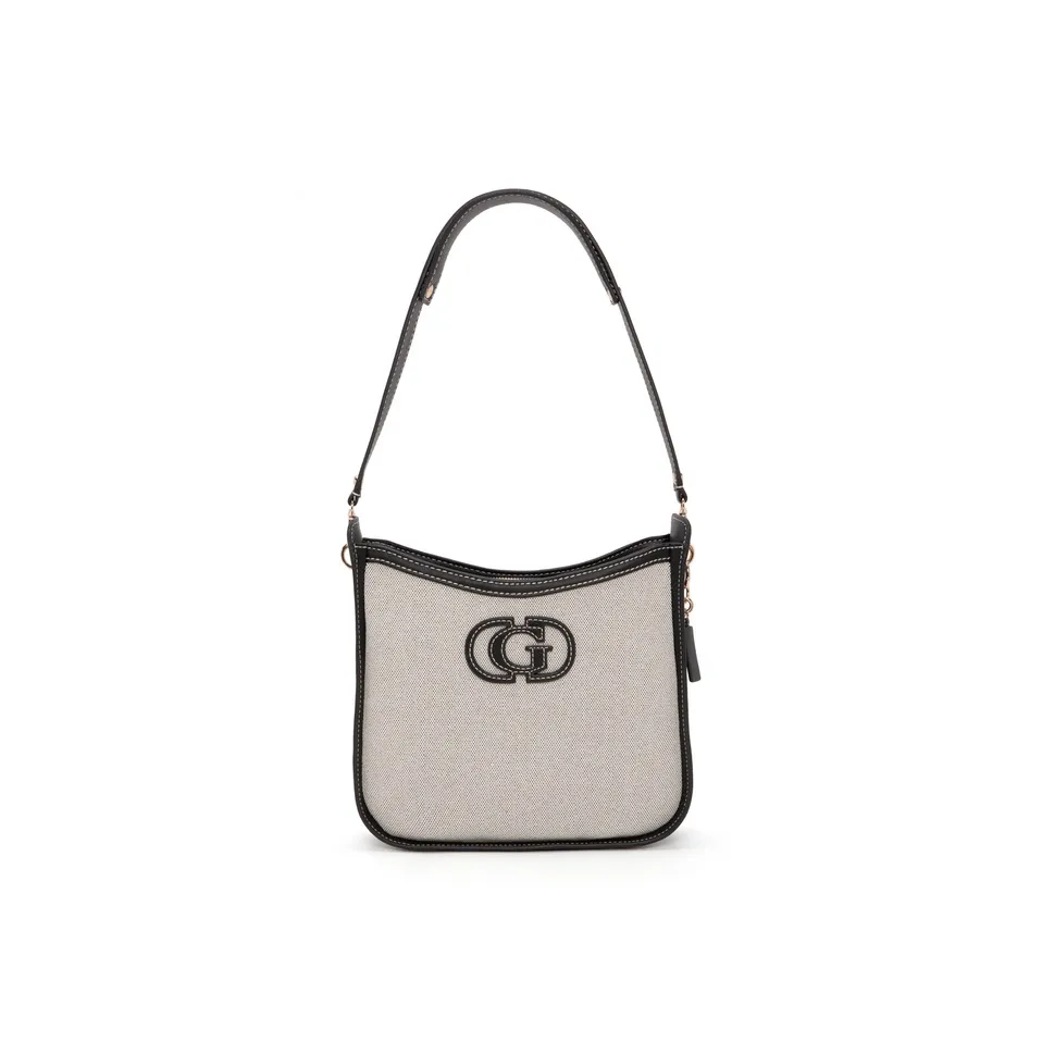 GUESS Artificial Leather Shoulder Bag Women's Black White