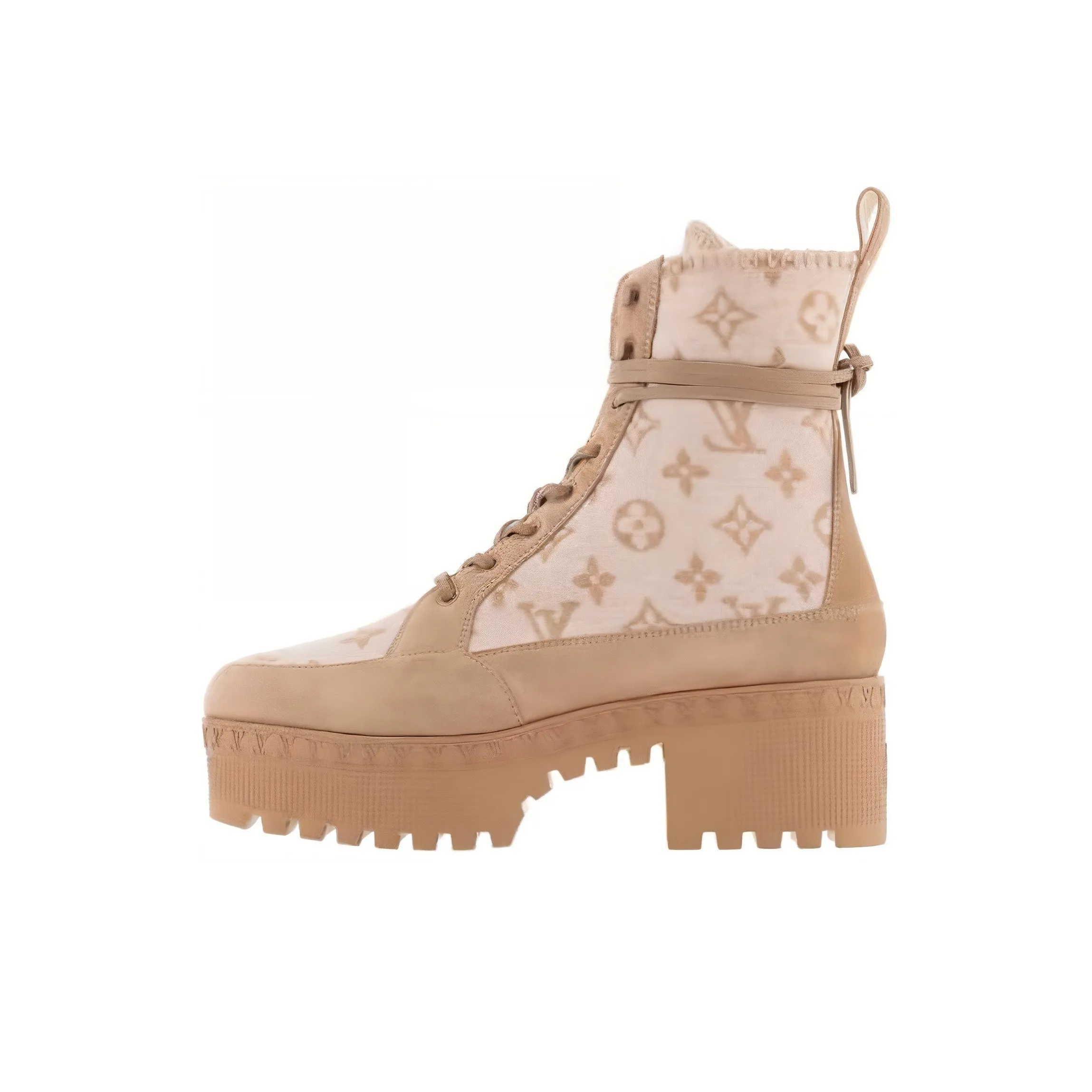 LOUIS VUITTON Laureate Ankle Boots Women's Beige