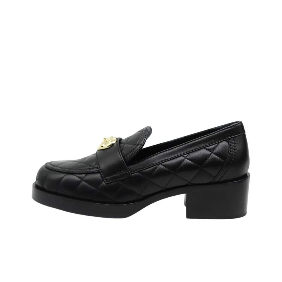 CHANEL Chunky Heel High Heels 5cm Women's Black