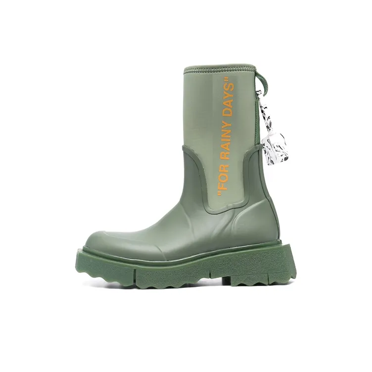 OFF WHITE Zip tie Rain Boots Green Women's