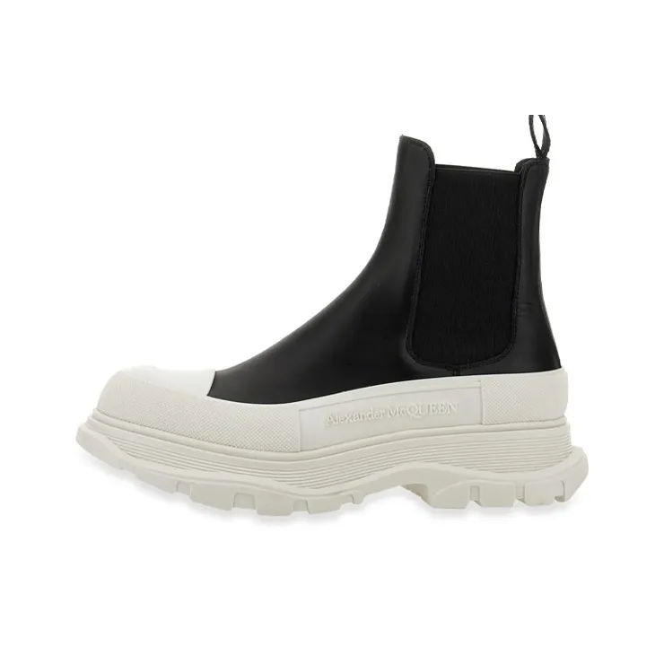 Alexander McQueen Leather Chunky Chelsea Boots 'Black White'