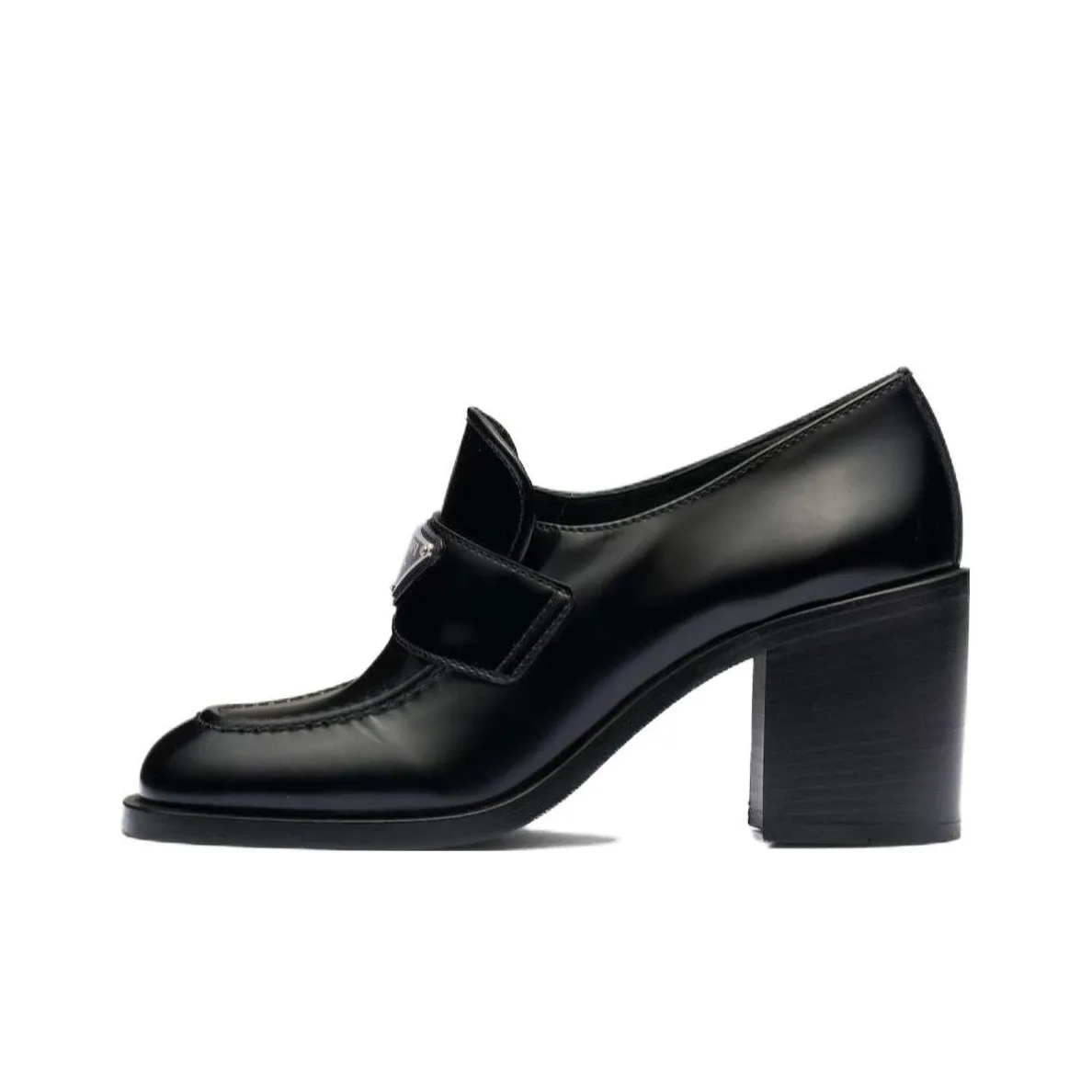 PRADA Brushed Leather High heel Loafers 'Black' Women's