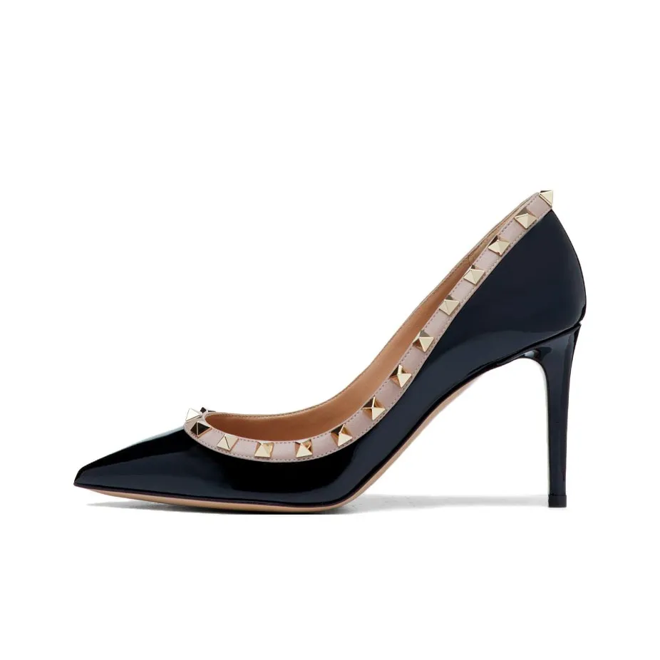 Valentino Rockstud GARAVANI Slim Heel High Heels 10cm Women's Black