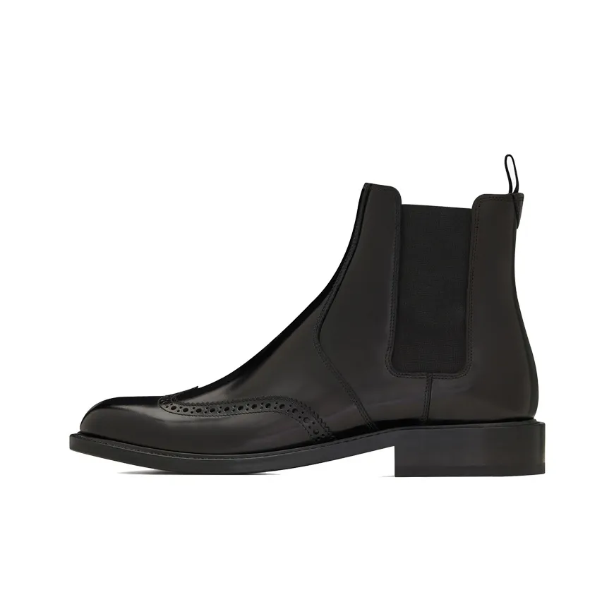 SAINT LAURENT Army Ankle Length Chelsea Boots cap Men's Black