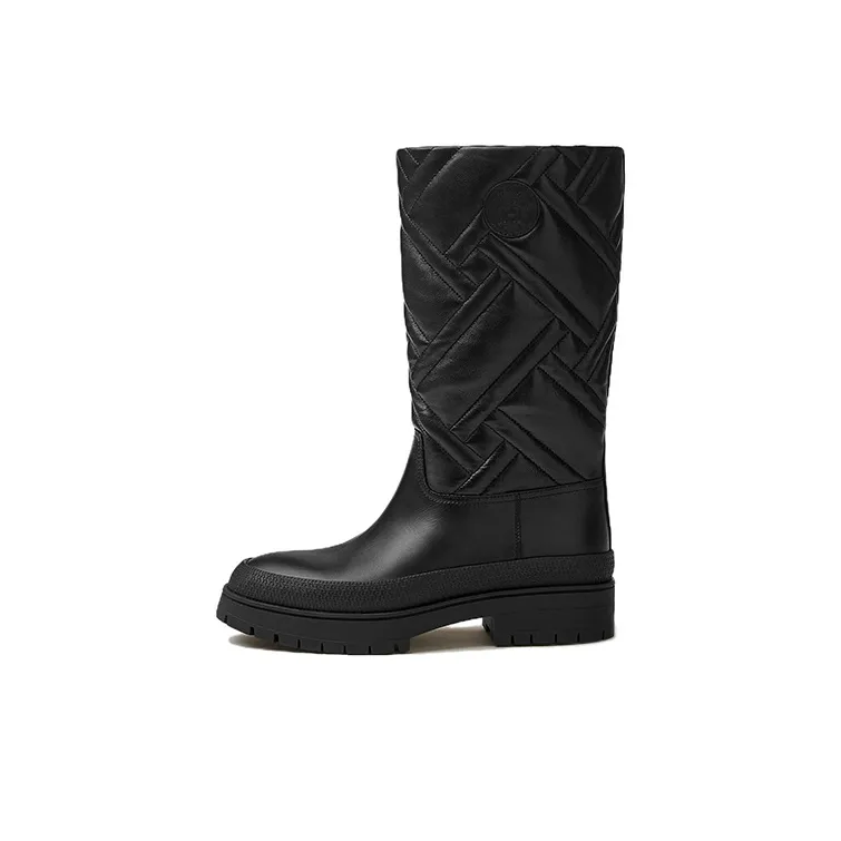 HERMES Mosaique Knee high Boots Women's Black