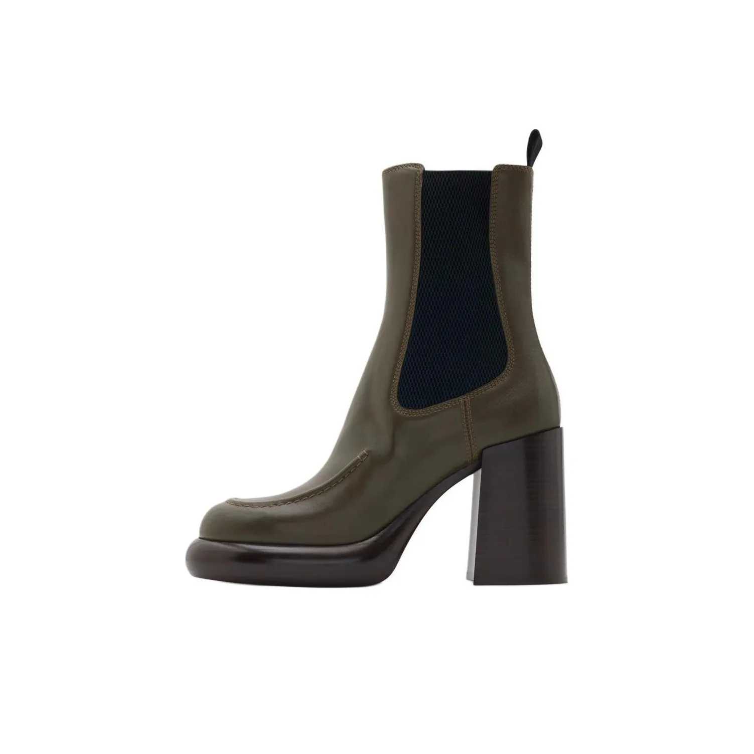 Burberry Wedge Short Chelsea Boots 9.5cm Women's Dark Green