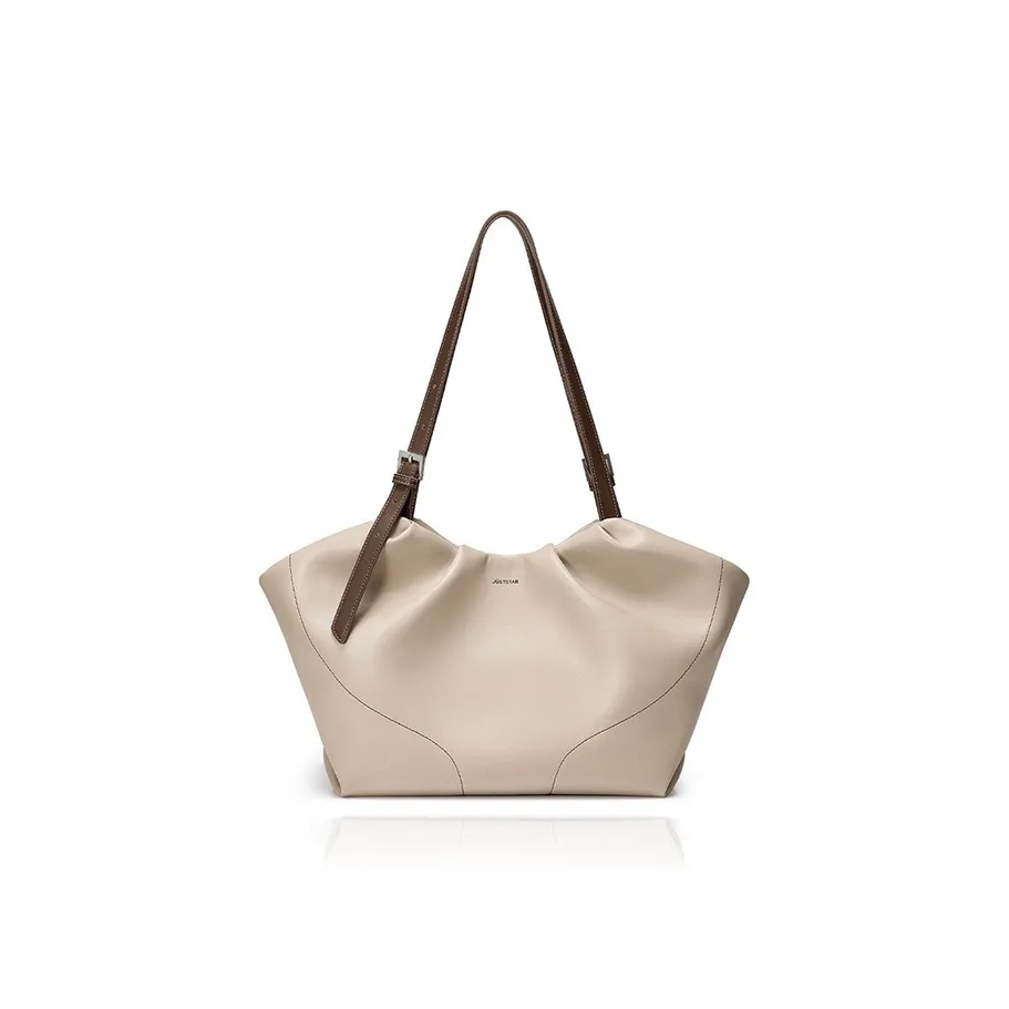 JUST STAR Artificial Leather Handbag, Shoulder Bag Medium Size Women's Apricot/Brown/Black