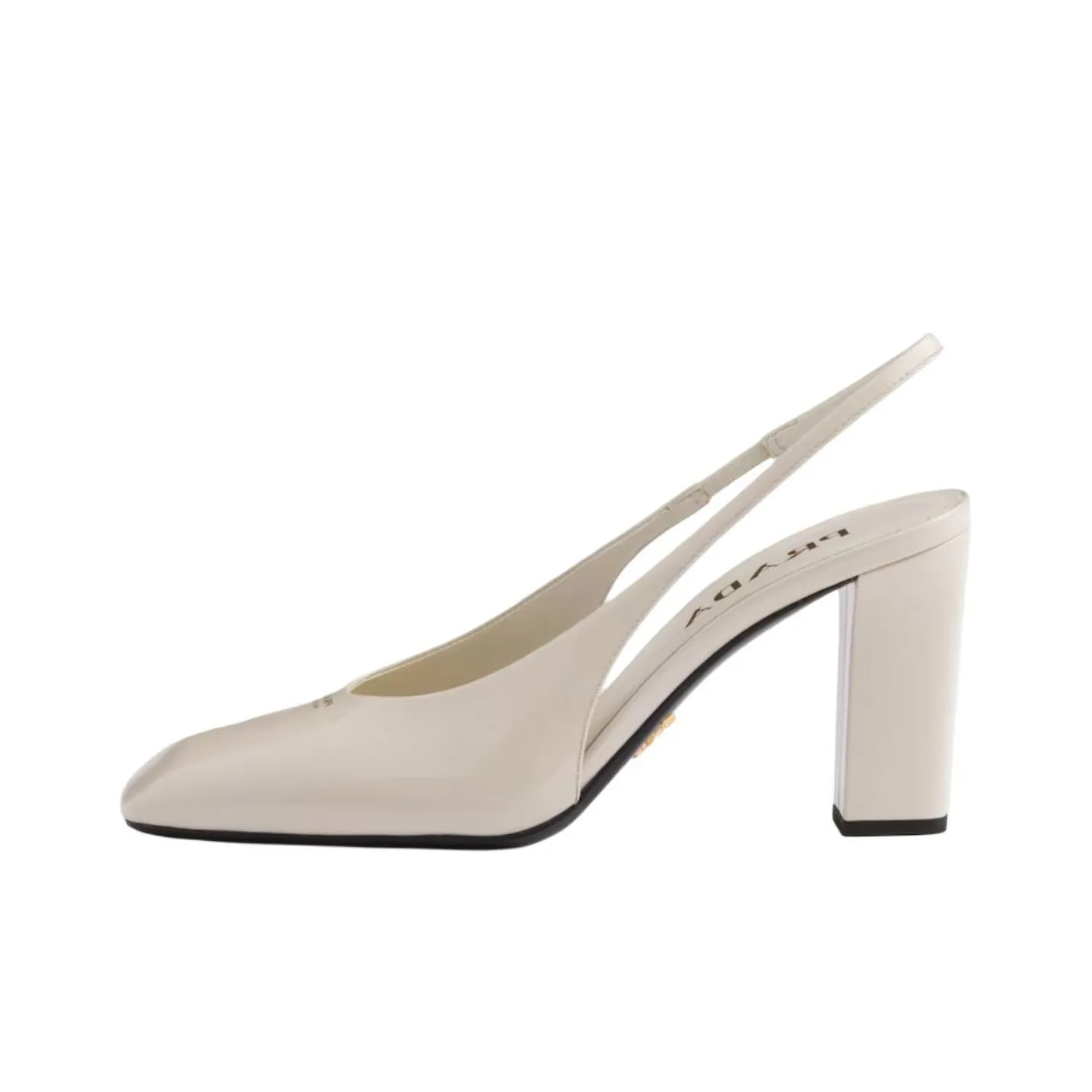 PRADA Patent Block Heel High Heels 8.5cm Women's White