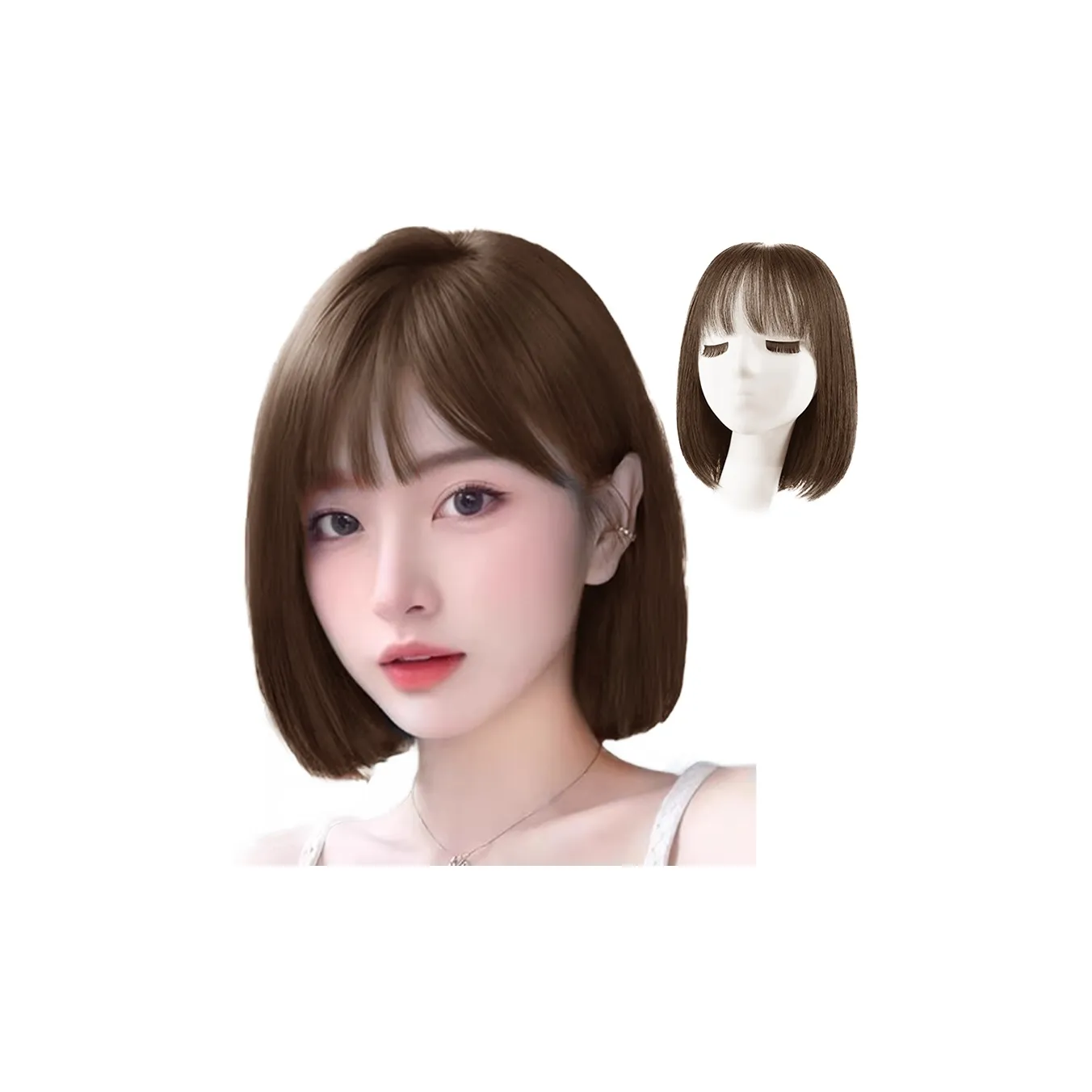 YUNQING Французский Liu Hai Bobo Голова Парики Мокко