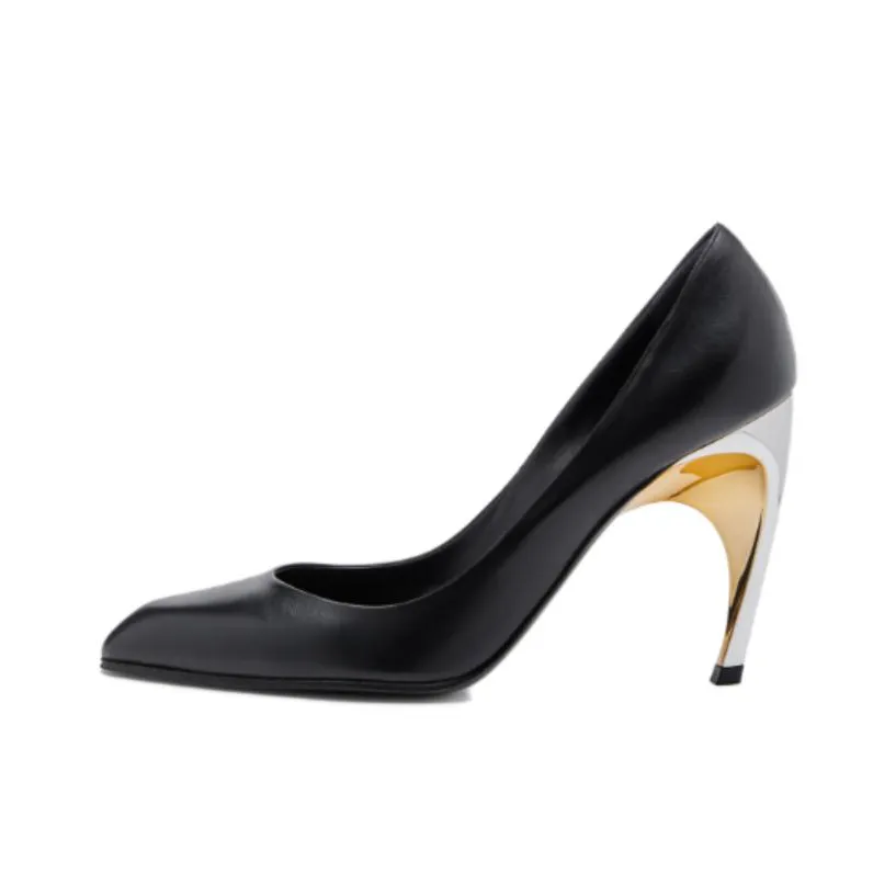 Alexander McQueen Armadillo Leather Pumps 'Black Silver' Women's
