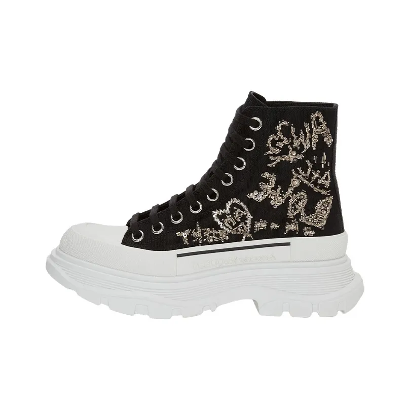 Alexander McQueen Tread Slick Boot Black Multi Crystal Women's